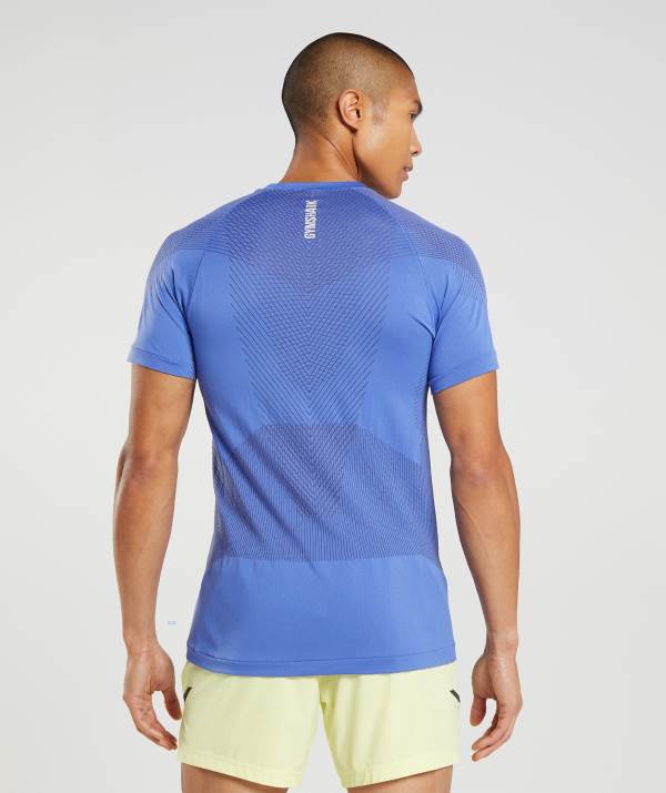 Panske Tricka Gymshark Apex Seamless Modre Čierne / Siva | QS6371945